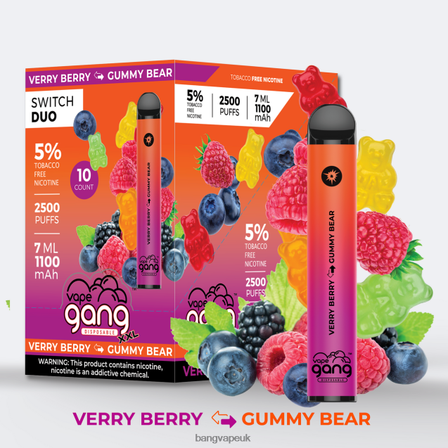 Vape Gang Switch Duo 2 flavors (Box of 10) - B2060839 Bang Vape 20000 Puffs Aloe Grape - Aloe Berry
