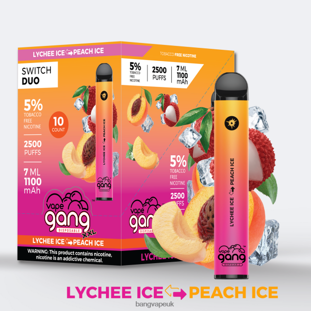 Vape Gang Switch Duo 2 flavors (Box of 10) - B2060842 Bang Vape UK Lychee Ice - Peach Ice