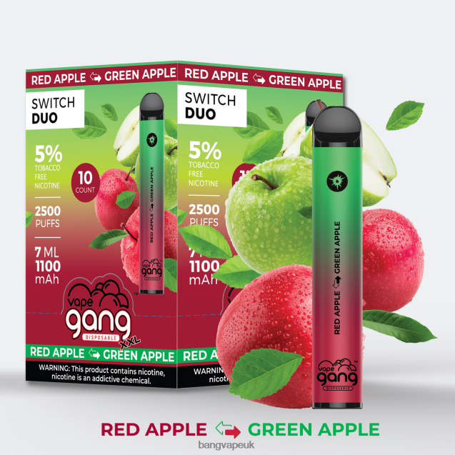 Vape Gang Switch Duo 2 flavors (Box of 10) - B2060846 Bang XXL Vape UK Red Apple - Green Apple