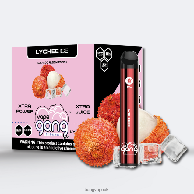 Vape Gang XL Disposable Vapes 600 puffs (Box of 10) - B2060875 Bang Vape London Lychee Ice